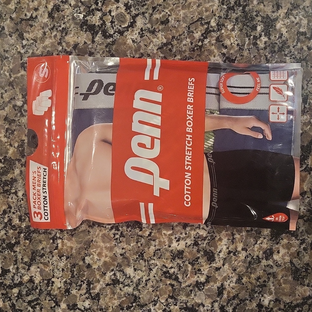 Penn Mens SMALL 28-30" boxer brief cotton stretch pack of 3 cotton essential NEW